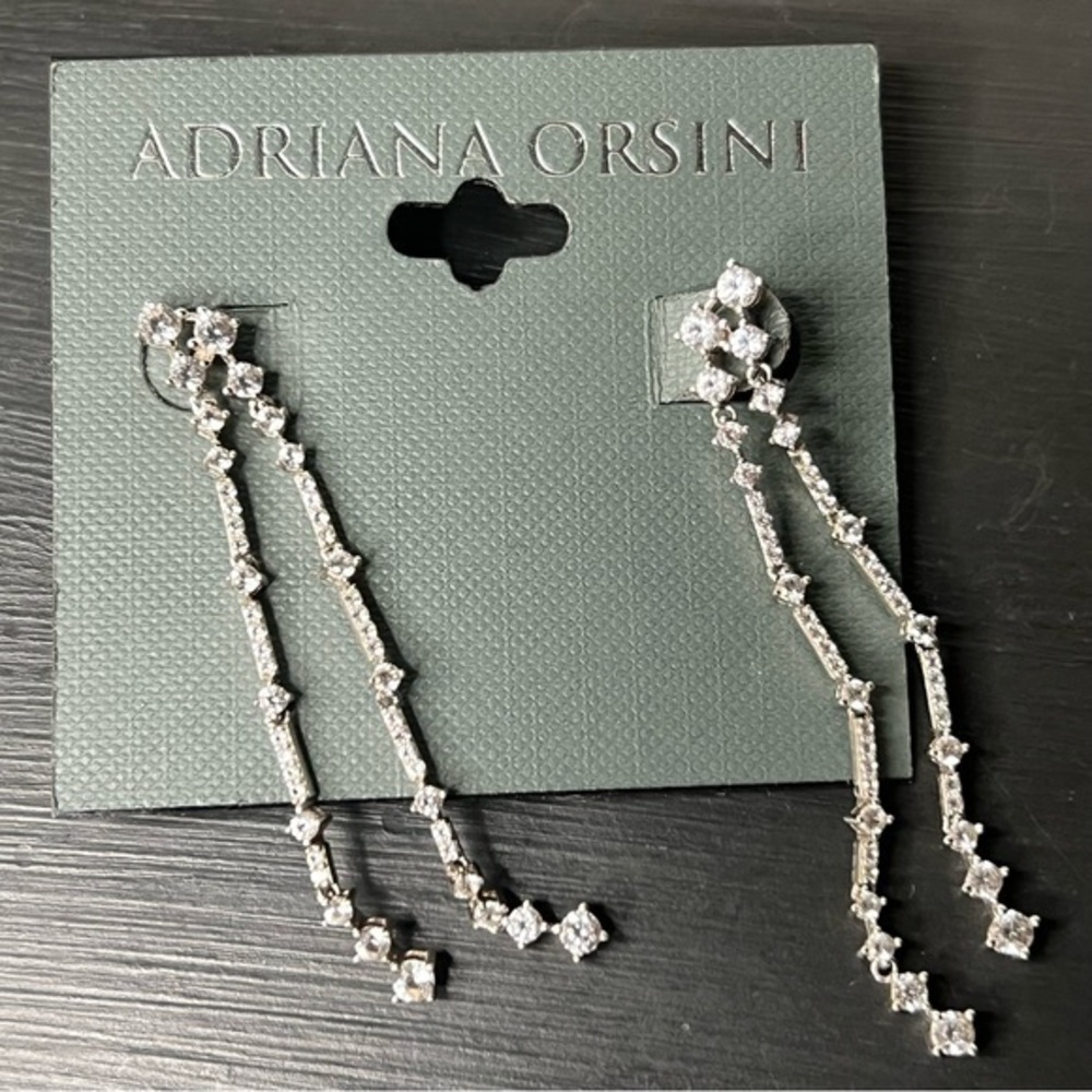 Adriana Orisini Sapphire Drop Earrings, Silver NWT